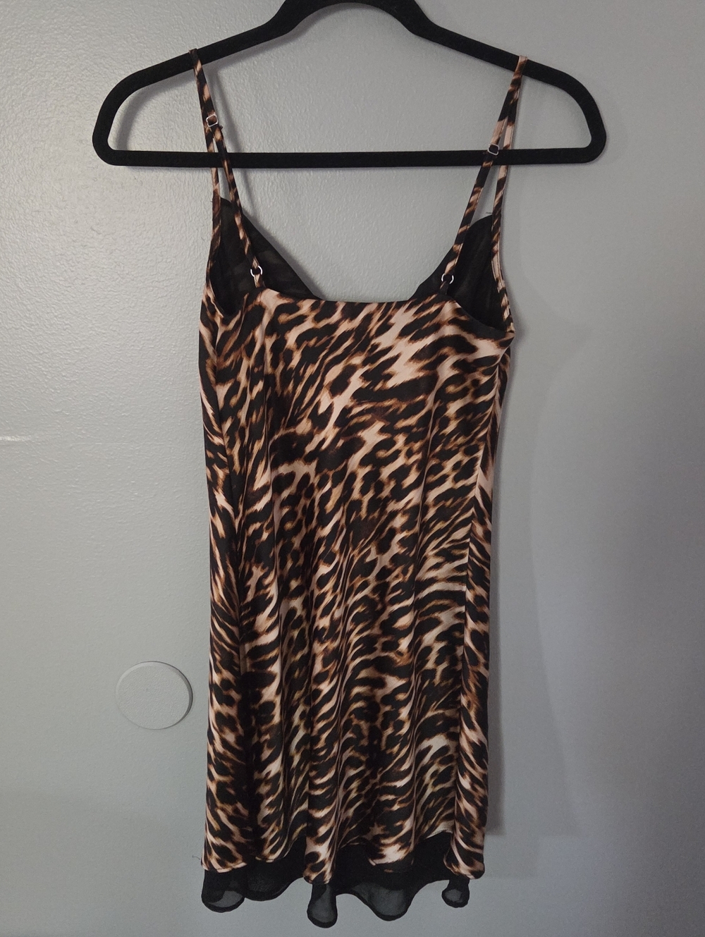 Forever 21 Womens Leopard Print Satin Slip Babydoll Mini Dress. Sz S Y2k - Picture 3 of 6